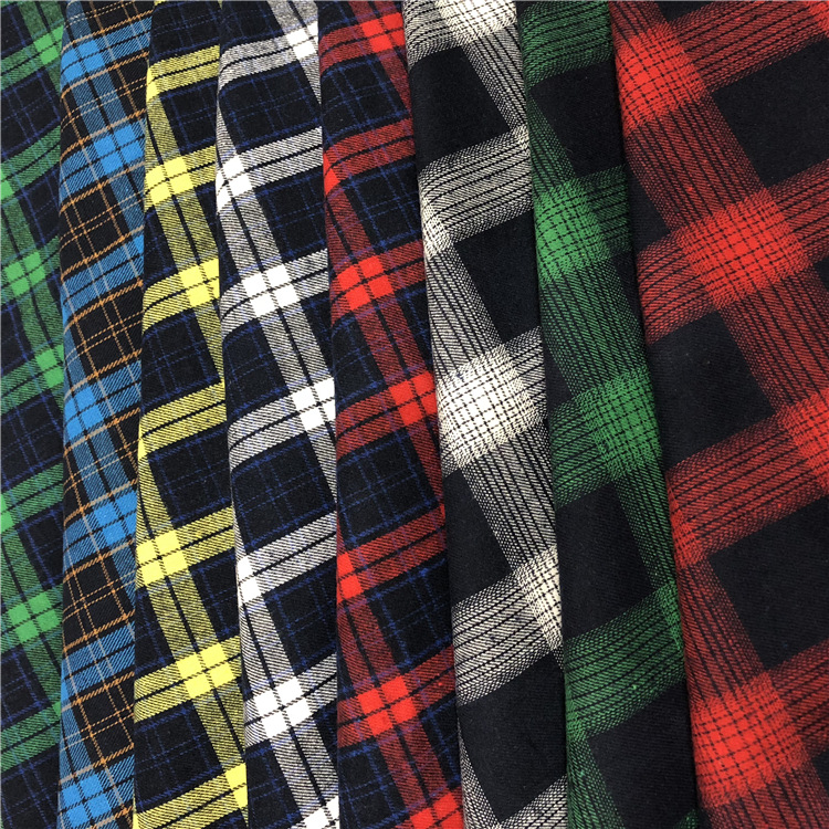 色织涤棉斜纹格子布 21支磨毛拉绒格子布 衬衫半身裙童装园服面料