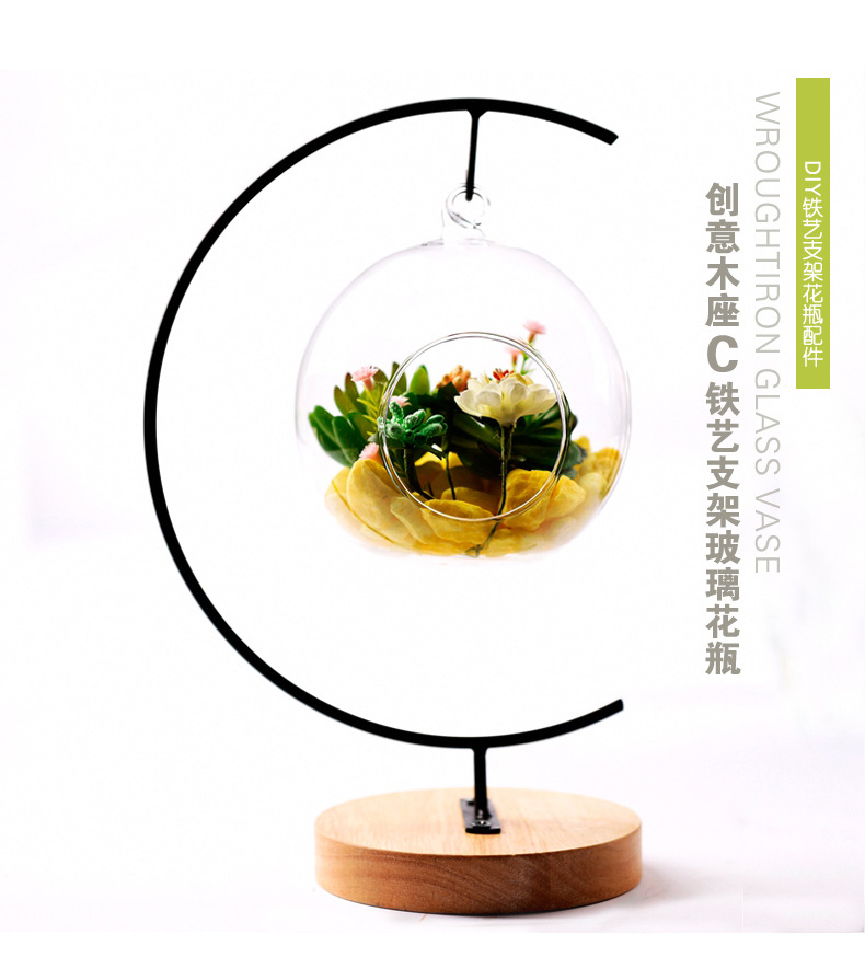 Creativo de estilo europeo doble colgante cristal florero hidropónico flor Ware moda accesorios para el hogar artesanía ventas directas de la fábrica