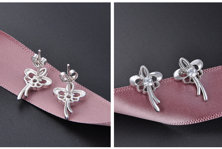 fashion popular zircon s925 silver hollow butterfly earrings wholesalepicture2