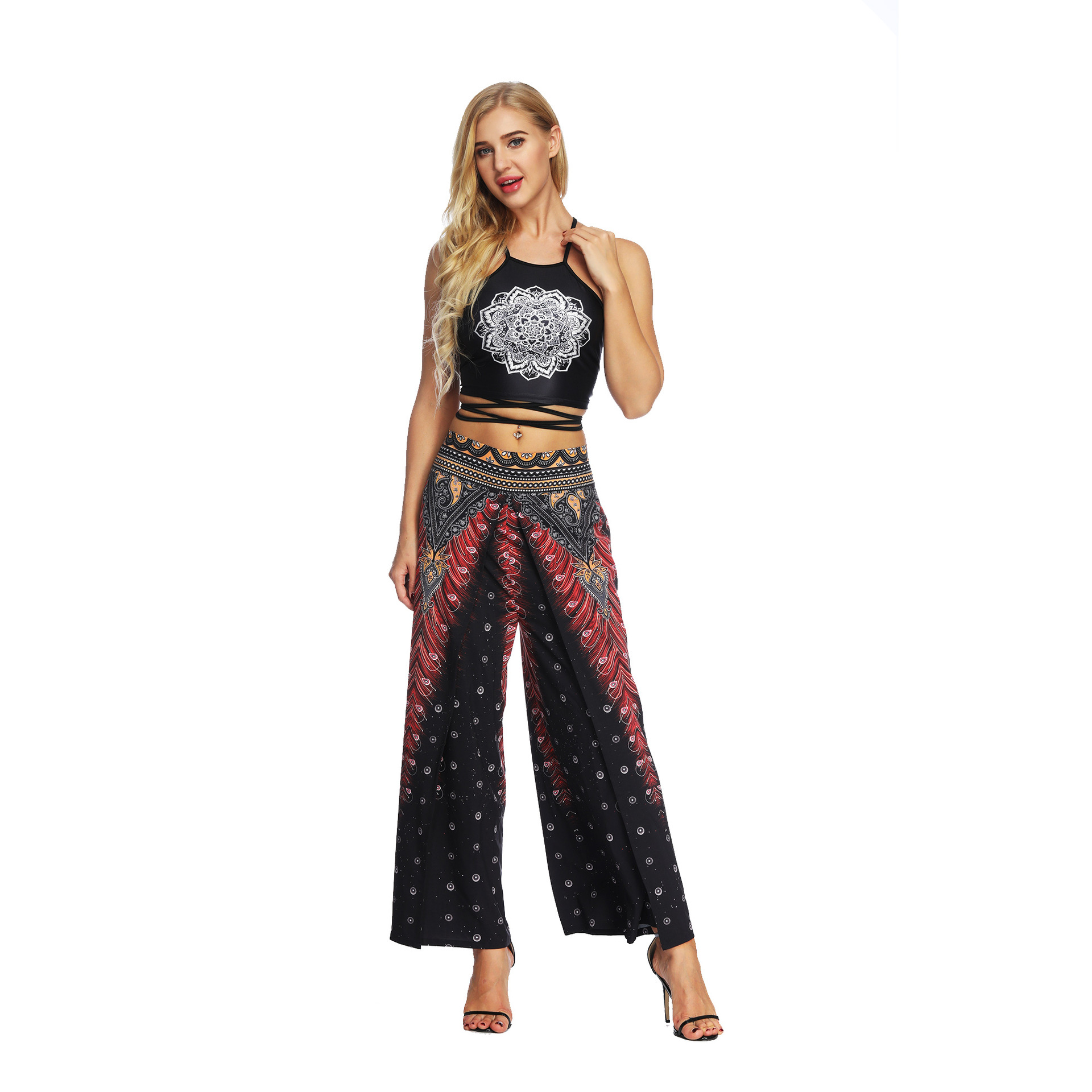 digital printing high-waist wide-leg pants wholesale women s clothing Nihaostyles NSMDF67677