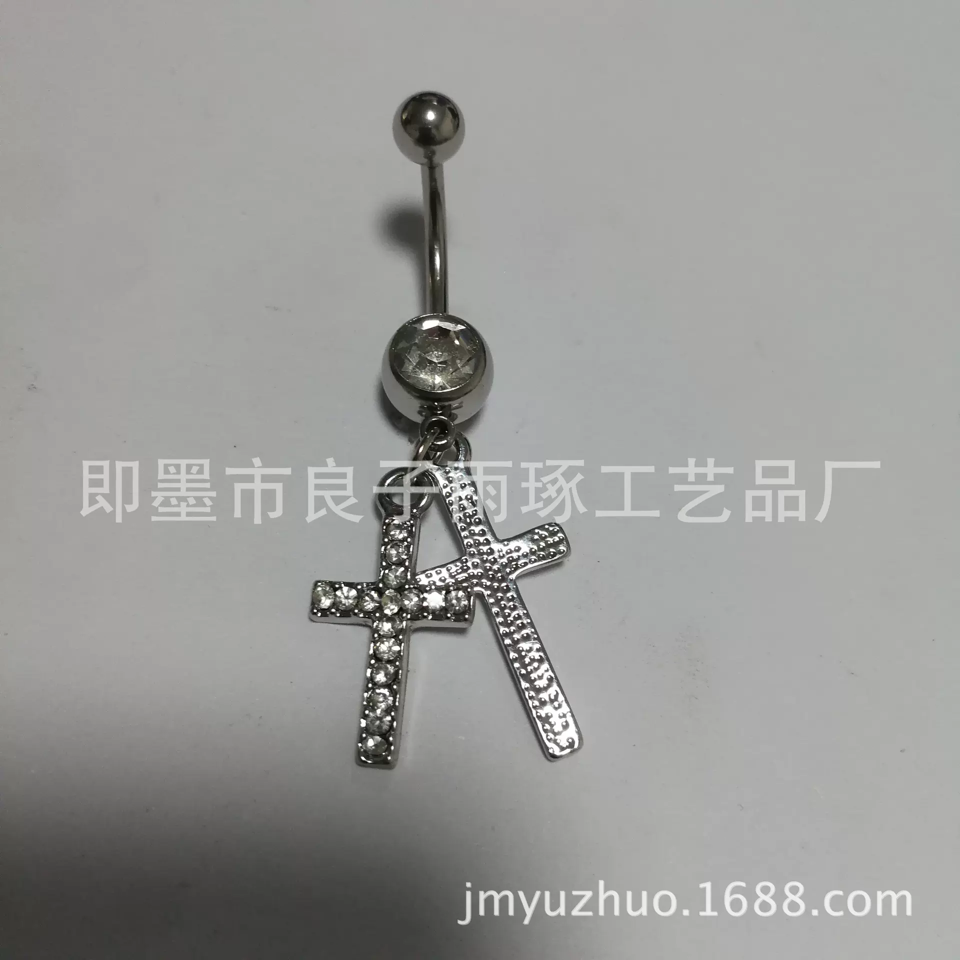 外贸亚马逊速卖通平台畅销不锈钢脐钉欧美人体穿刺双十字脐钉