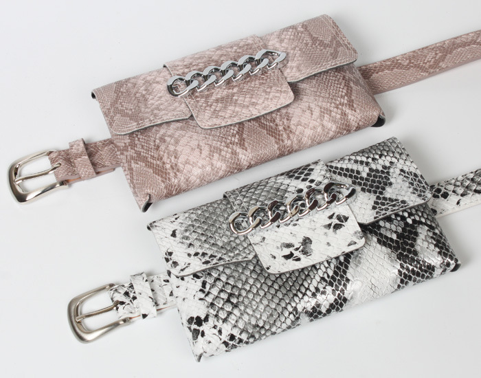 Chain Snake Pattern Thin Belt Waist Bag display picture 1