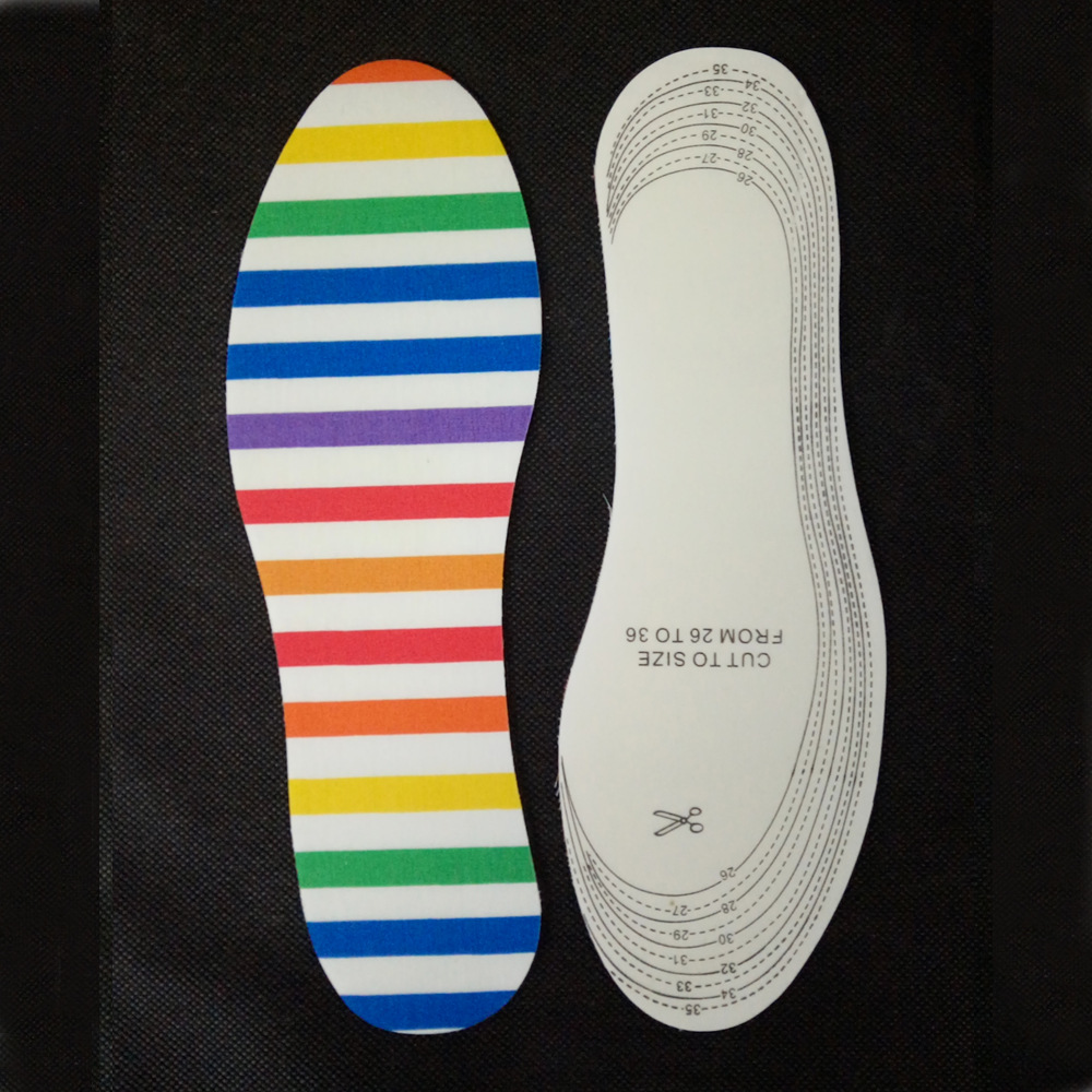 乳胶彩条棉布鞋垫 白