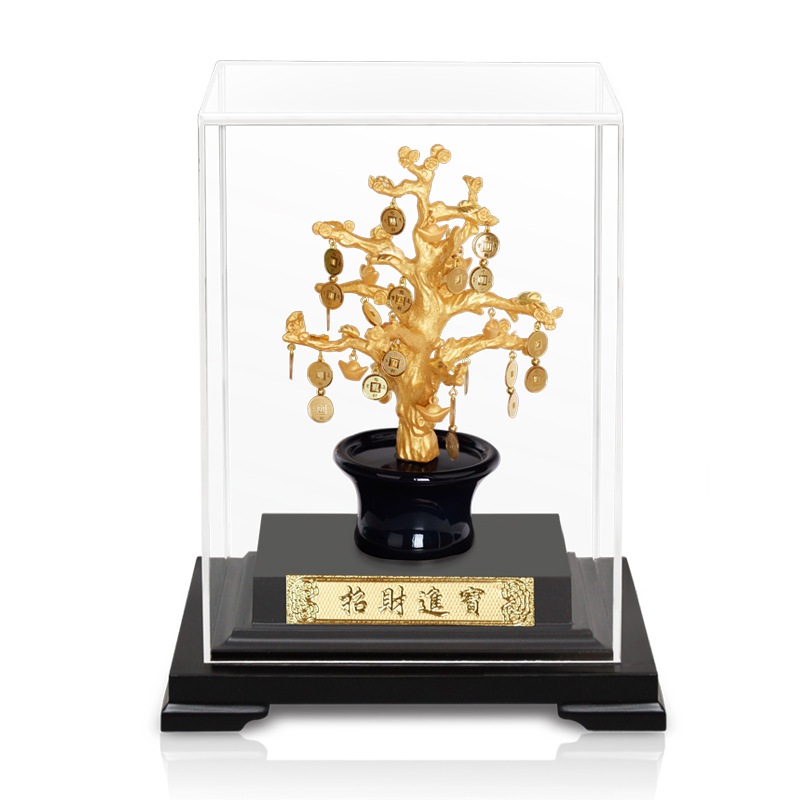 廠家直供金箔擺件企業禮品 辦公室開業招財樹金箔擺件 可定制