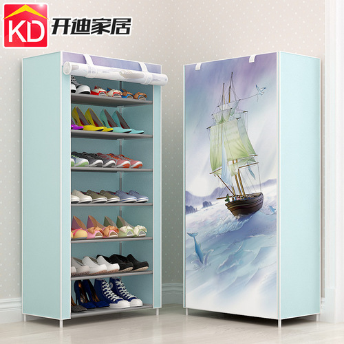 Simple shoe rack multi-layer steel pipe assembly anti-dust household space-saving student dormitory storage economical type shoe cabinet factory