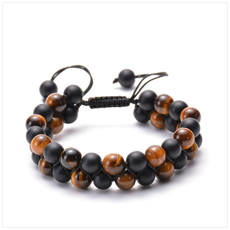 1 Piece Fashion Round Natural Stone Tiger Eye Beaded Knitting Men's Bracelets display picture 1