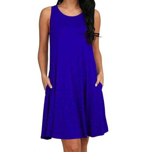 wishebay Western and European Summer and Autumn Crew Neck Blouse Dress T-shirt Dress Women