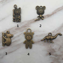 厂家直销 复古动物合金饰品配件 diy手工材料 猫 考拉 小熊 恐龙