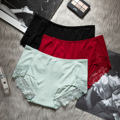 New threaded fabric briefs lace mid-waist underwear for women breathable and comfortable cotton women's underwear