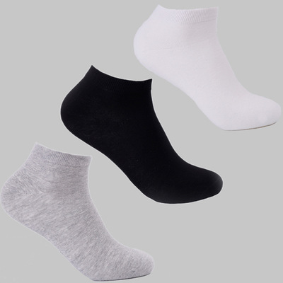 春夏男士短筒袜全棉运动袜子 透气防臭纯色精梳棉商务男船袜批发|ms