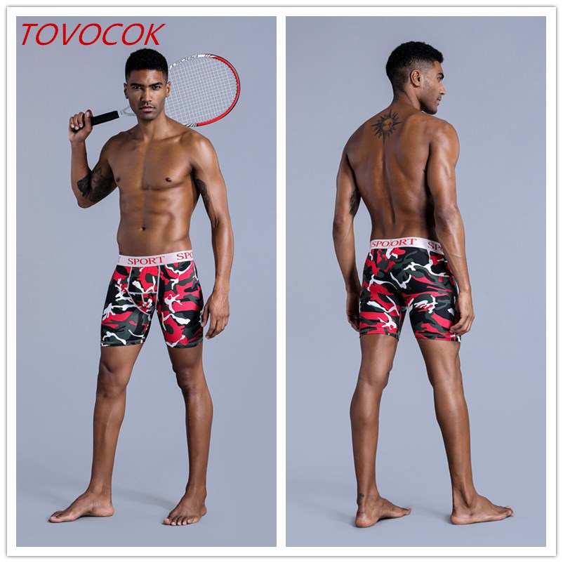 男士时尚紧身平角内裤运动速干跑步防磨五分裤 男士健身内裤 泳裤