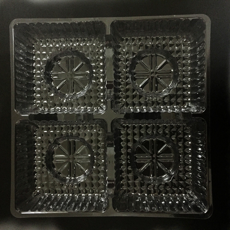 厂家直销专业定制透明方形四格月饼pvc吸塑包装食品托面包内托