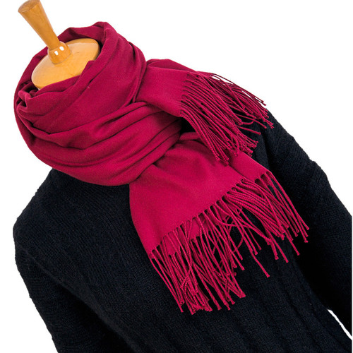 Autumn/Winter 230g Pure Color Fake Cashmere Scarf for Women, Thick Single Color Shawl, Bright Red New Year's Company Logo Manufacturer