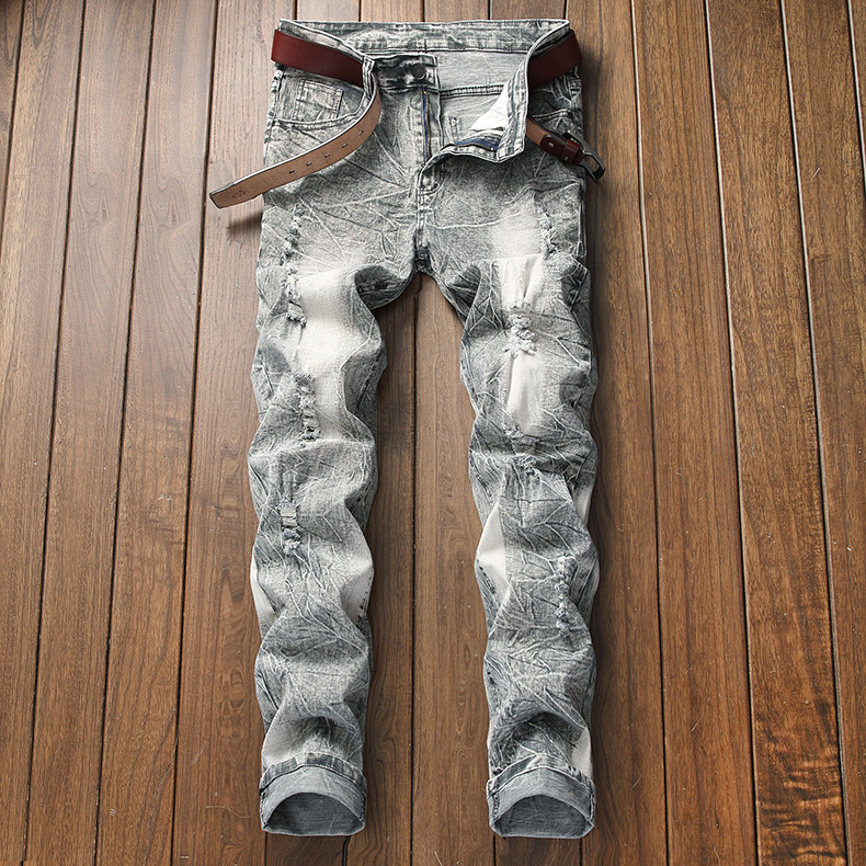 Jeans nuovi da uomo, alla moda, casual, retrò, ricamati, lavati, a gamba dritta_voghion.com
