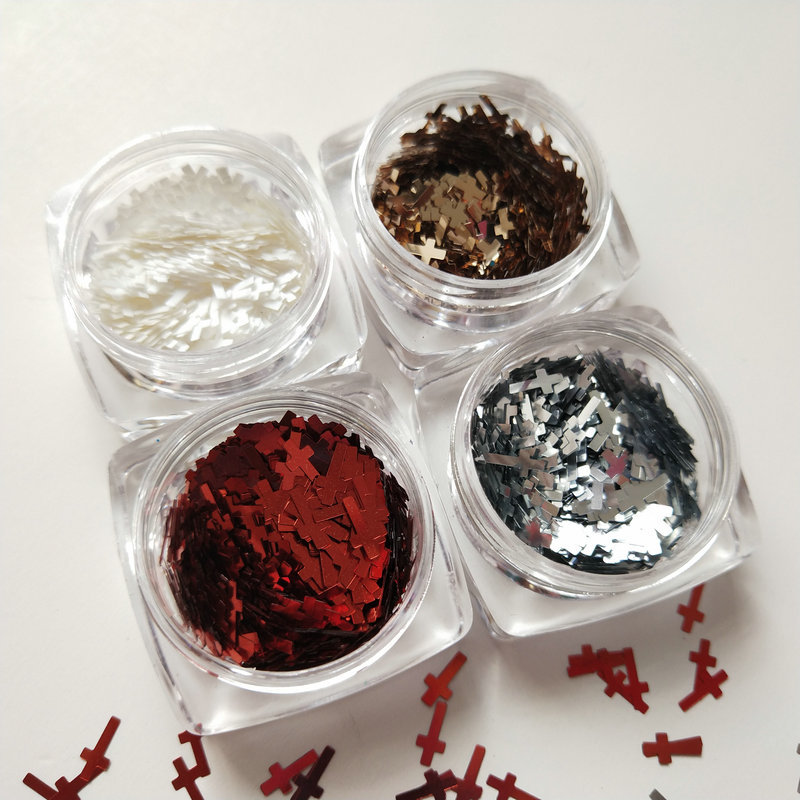 Cross nail art decorations, cross nail glitter, Japanese style nail stickers and glitter.