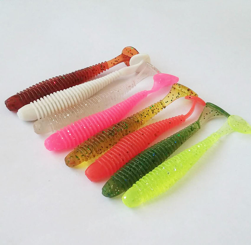 5 Colors Paddle Tail Fishing Lures Soft Plastic Baits Fresh Water Bass Swimbait Tackle Gear