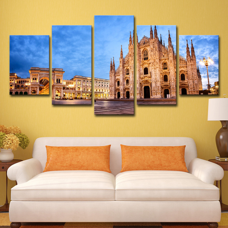 Canvas wall art photo print 5 pieces London church landscape painting Building Home Decoration Poster