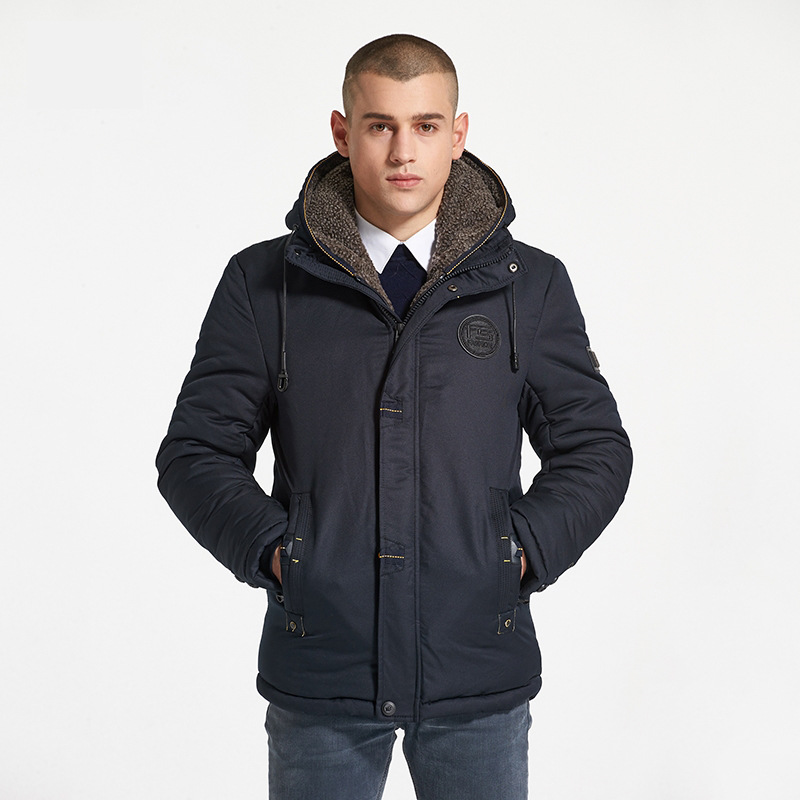 外貿棉衣跨境中長款保暖棉襖男裝冬季加肥加厚帶帽可拆卸棉服男士