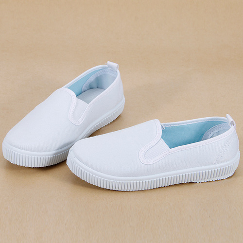 2024 Spring and Autumn New Children's White Canvas Dance Shoes for Boys and Girls, Wholesale Student White Sneakers