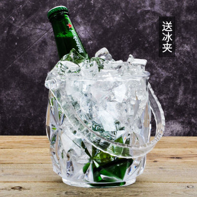 originality circular Acrylic Ice Bucket KTV bar Plastic Ice Bucket Beer Ice Bucket transparent Ice tongs