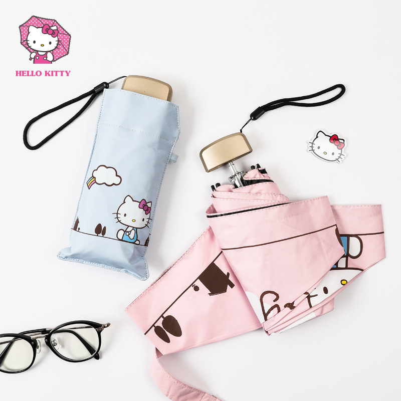 卡通雨傘 迷妳黑膠五折太陽傘 hello kitty 戶外防曬折疊傘851648