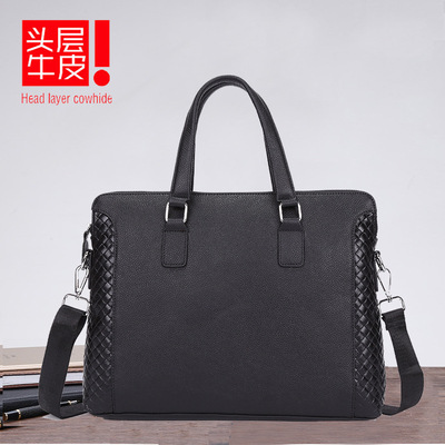 2020 new pattern genuine leather man Handbag Top layer leather business affairs Briefcase Inclined shoulder bag Computer package On behalf of