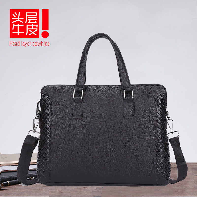 2020 new pattern genuine leather man Handbag Top layer leather business affairs Briefcase Inclined shoulder bag Computer package On behalf of