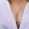 Universal necklace with tassels, golden scarf, white chain, metal choker from pearl, European style