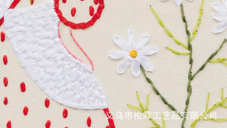 Oujin fábrica cinta bordado artesanal DIY niño estudiante hecho a mano flor temporada chica bordado DIY Cruz puntada