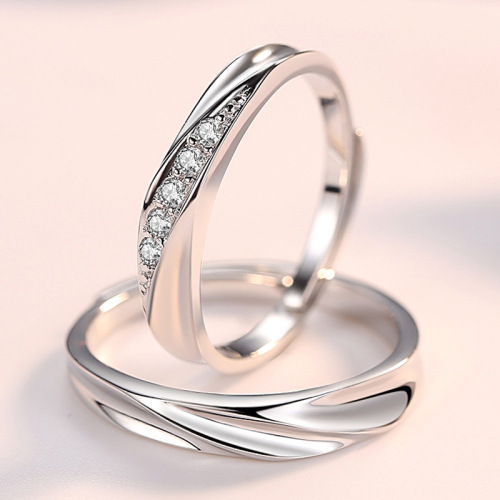 925 sterling silver couple rings, open and graceful rings, men and women, Japanese and Korean version, wholesale