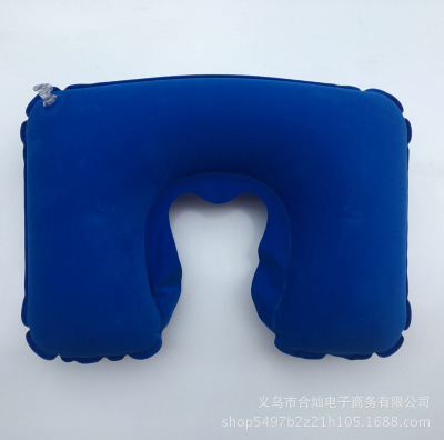 PVC植绒充气颈枕 充气旅行枕 定制U形枕 旅行气枕现货批发