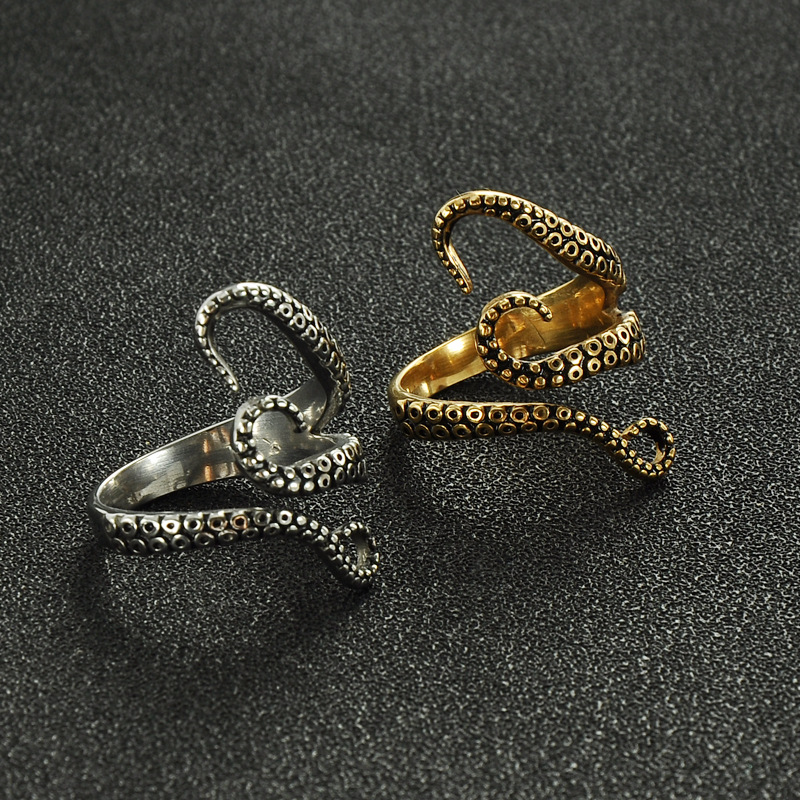 Wholesale Jewelry Punk Octopus Tentacle Stainless Steel Adjustable Ring Nihaojewelry display picture 17