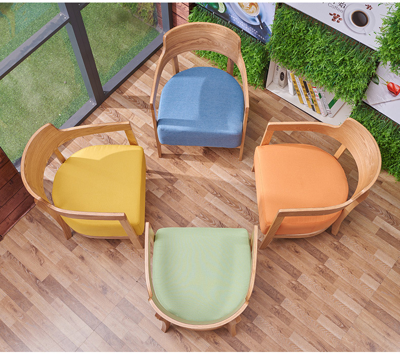 Cafe chair, casual solid wood chair, solid wood negotiation chair