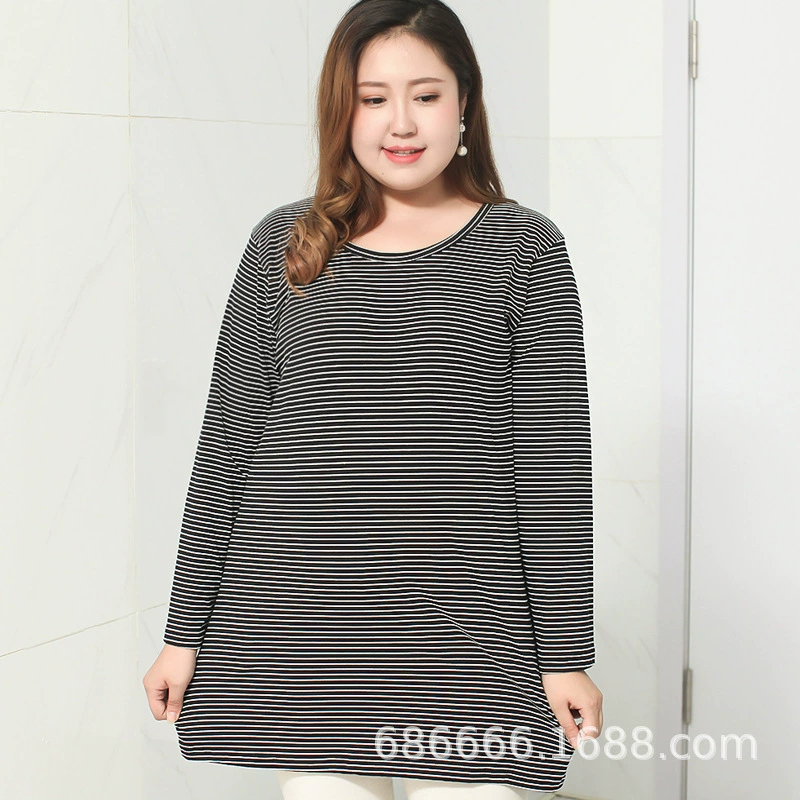 200 кг с длинными рукавами, хлопковая рамка, мелкозернистое платье, Базовая рубашка, свободная женская футболка больших размеров, юбка, плюс Толстая