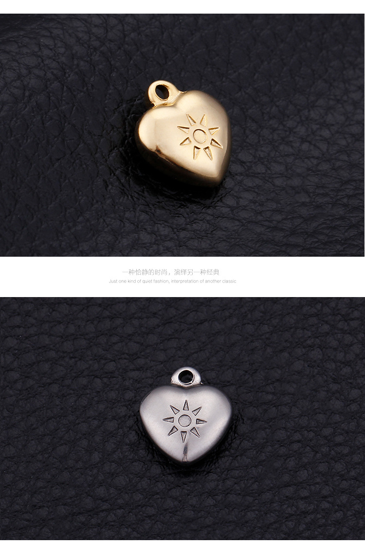 Jewelry Accessories Stainless Steel Heart-shaped Sun Pattern Cartoon Pendant Wholesale display picture 5