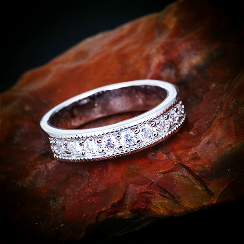Модное Европейское и американское белое медное посеребренное кольцо, простое атмосферное циркониевое кольцо, трансграничная поставка AliExpress