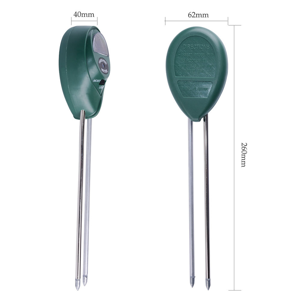 厂家现货绿色圆头三合一土壤测试仪土壤湿度计测量 ph值 光照