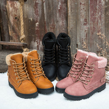 跨境冬季新款雪地靴女棉鞋大碼加絨保暖短靴鉚釘學生短筒馬丁靴子