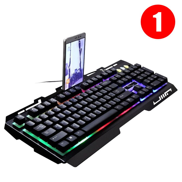 键盘追光豹G700有线笔记本电脑机械手感金属发光手机支架游戏键盘