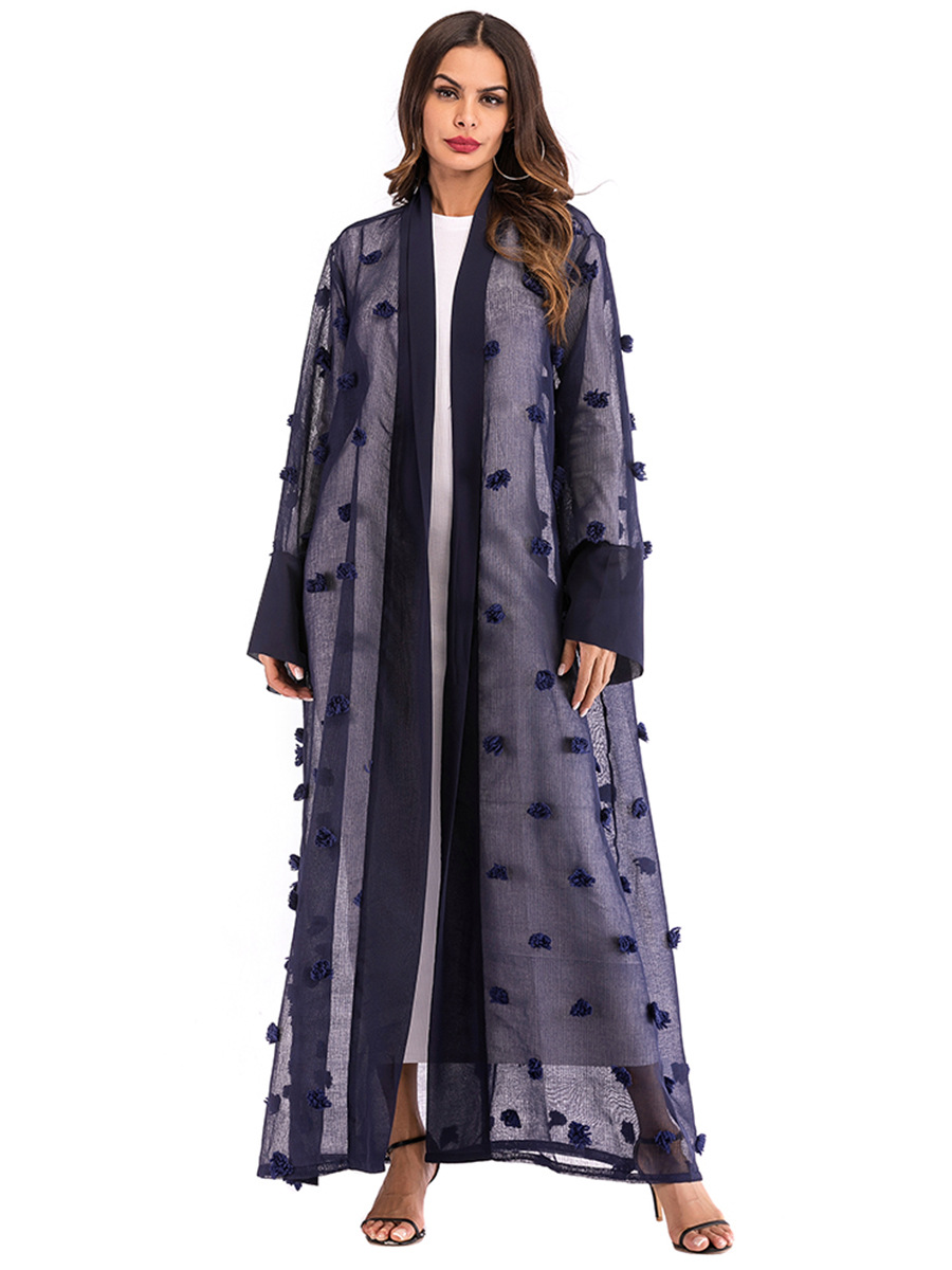 Title 1, Kadınlar için 3D Çiçek Örgü Gevşek Dantel Uzun ...