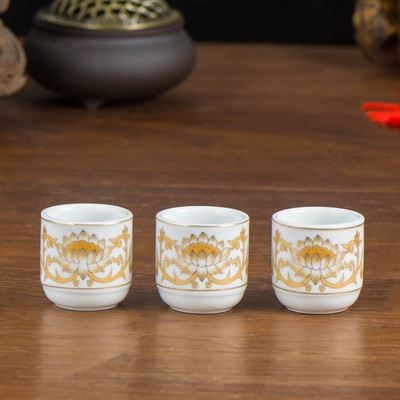 Buddhist supplies Lotus water supply St. cups Water Cup Feast Water Cup Lucky Small glass