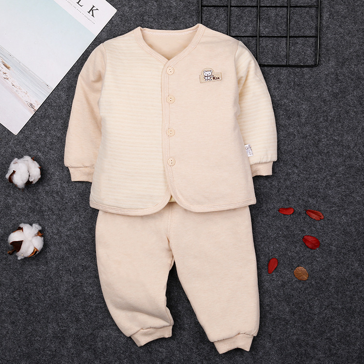 Autumn men and women baby suit 0-1 baby cotton-padded clothes Two piece set Thin section Newborn Cotton baby Cotton clip