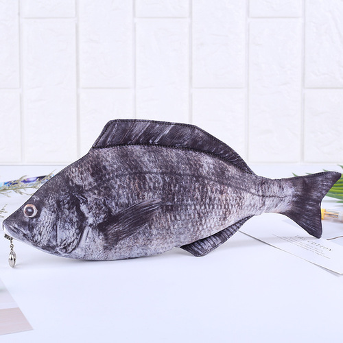 Korean Creative Simulation Shrimp Salted Fish Pencil Case, Carp Primary School Student Stationery Bag for Boys and Girls, Pencil Box Gift Dropshipping