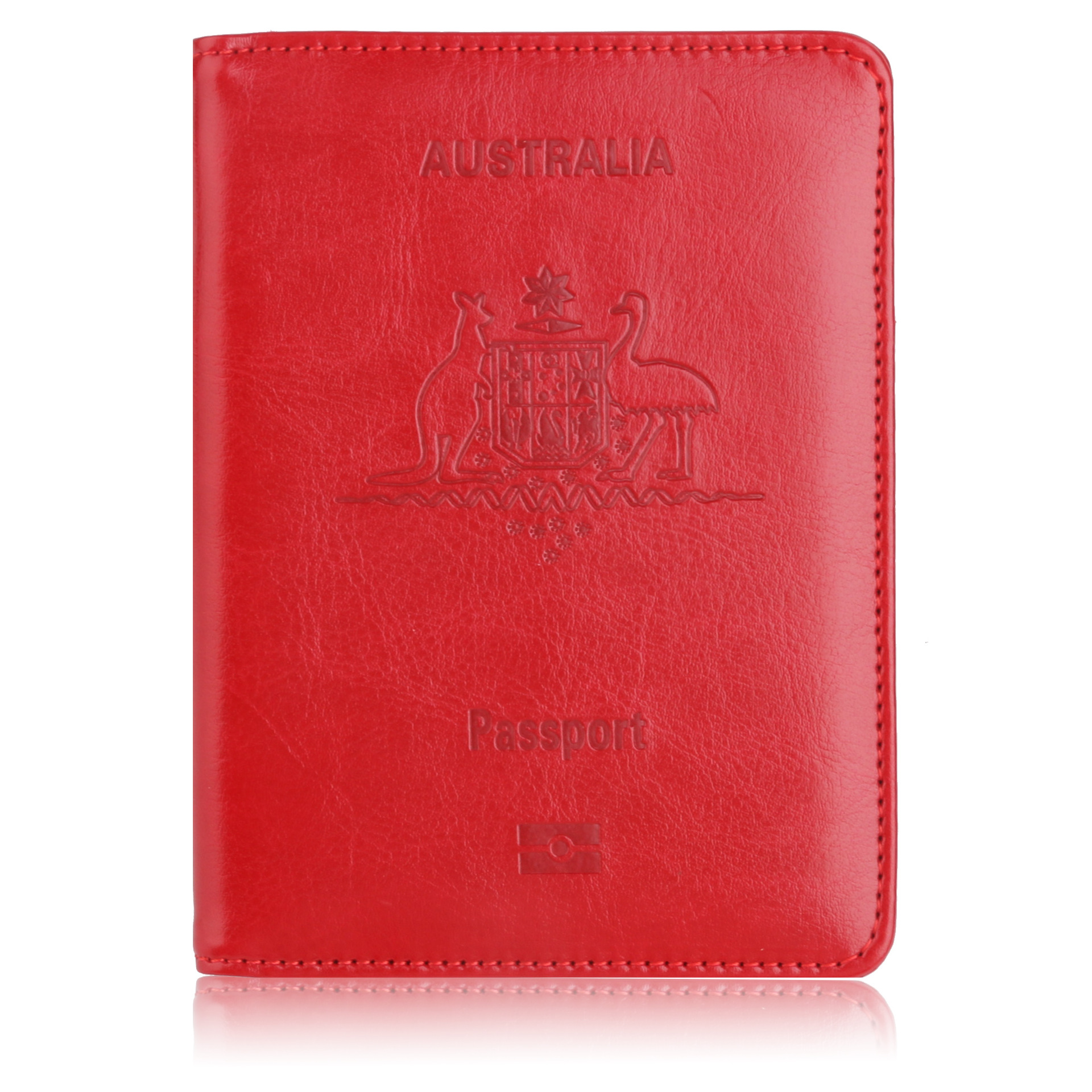 En stock cubierta del pasaporte australiano anti-magnético cubierta protectora del pasaporte cara de cuero de la PU titular de la tarjeta de Banco titular de la venta caliente
