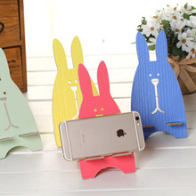 创意DIY木质手机座 可爱兔子手机支架 通用懒人手机托架 工厂