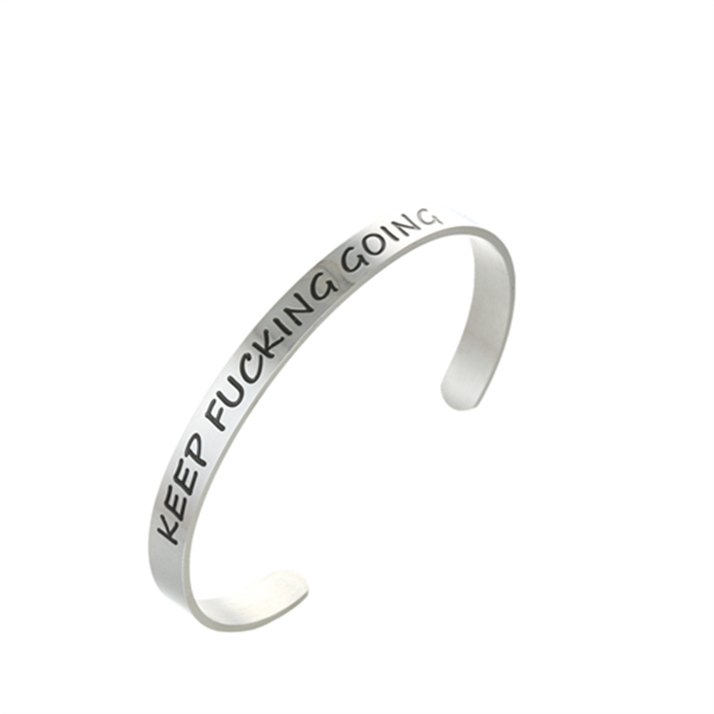 Yunna AliExpress Amazon nueva pulsera de doble flecha Keep fucking going pulsera de acero inoxidable
