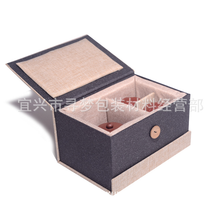 锦盒紫砂壶建盏包装盒子礼品瓷器亚麻布印章铜香炉铜壶一壶两杯