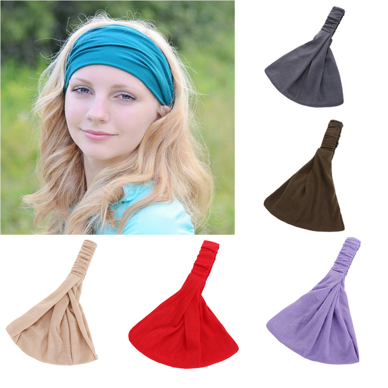 Pure Color Cotton Yoga Wide-brim Elastic Headgear Facial Mask Headband Wholesale Nihaojewelry display picture 2