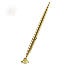 定制铜杆刻花5条线钢笔台笔 笔杆划线金色银色桌面插套台笔