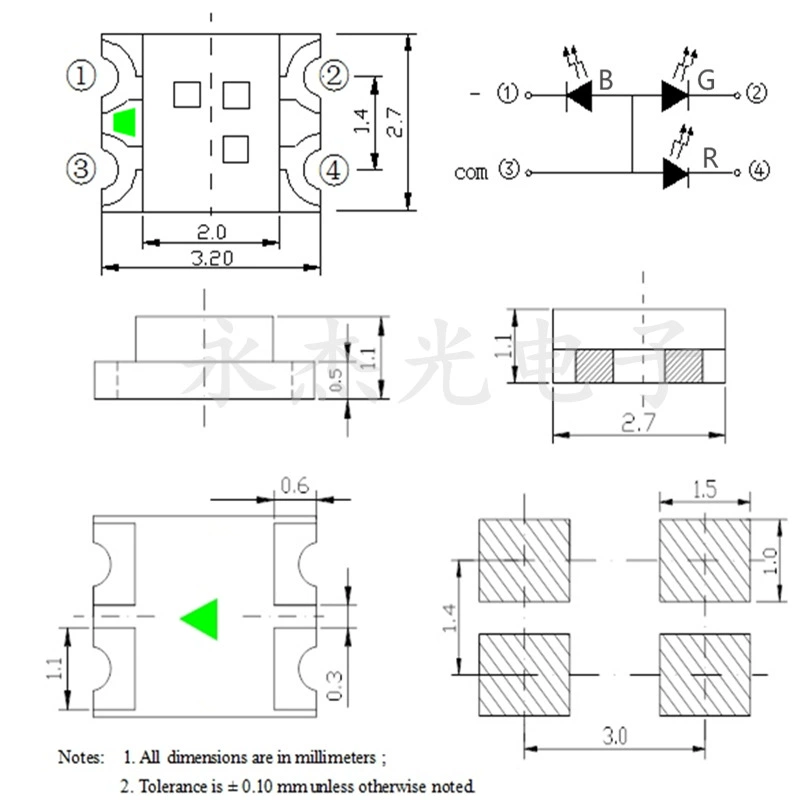 Поставка сверхъярких SMD-диодов 1206 RGB полноцветные, красно-сине-зелёные 3227RGB 1209RGB